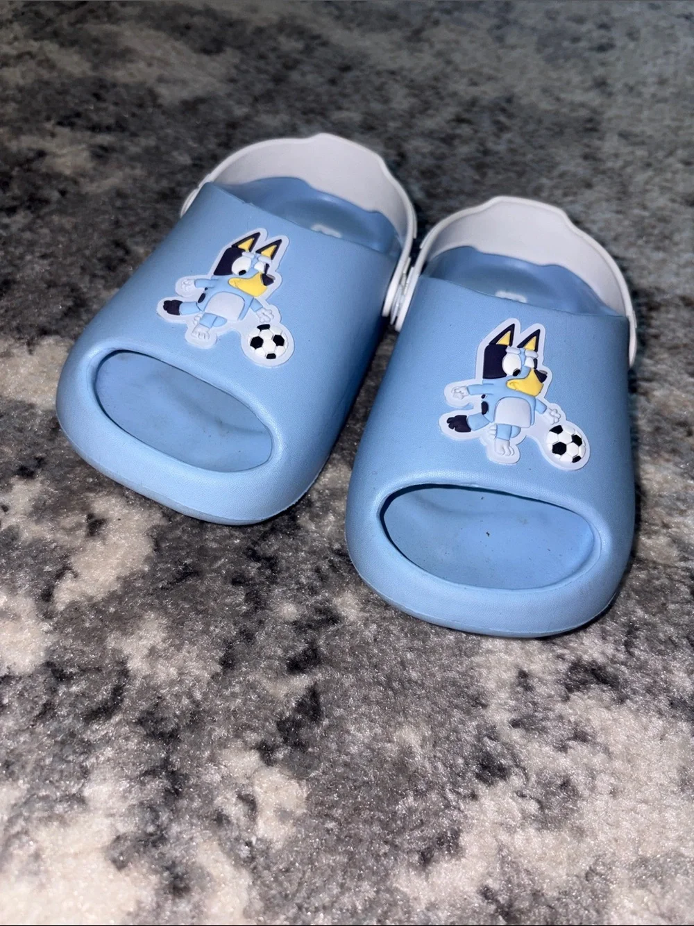 Kids Bluey Slide Sandals with Soccer Graphic